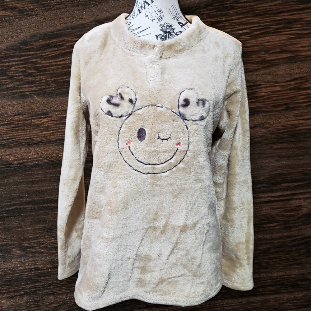 Cozy Beige Smiley Face Sweater